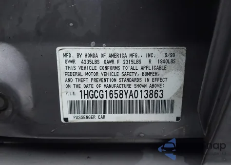 2000 Honda Accord 3.0 Ex from USA, damaged, VIN 1HGCG1658YA013863